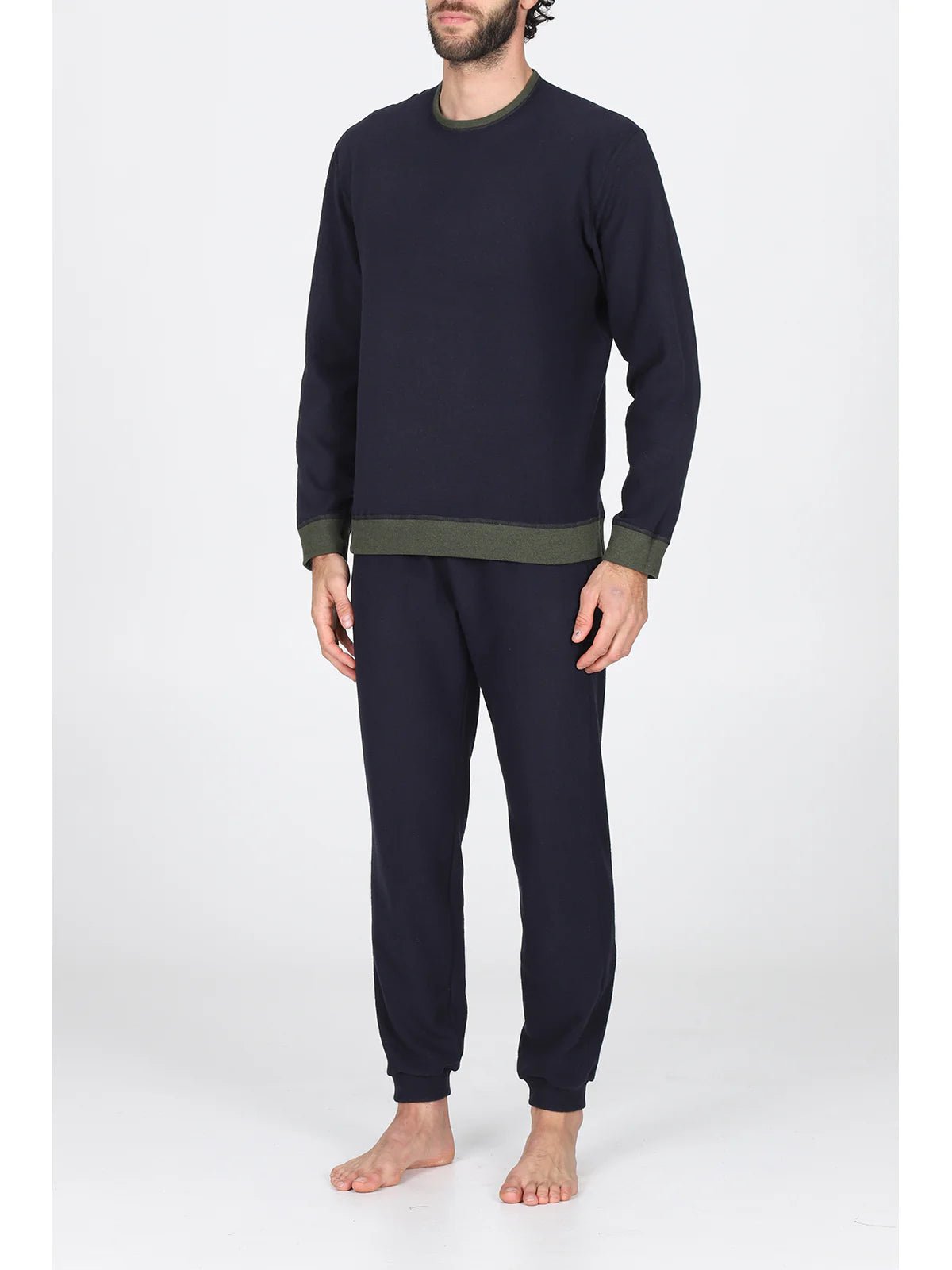 Pigiama Uomo Girocollo Felpato Julipet Ginza - Biancheria da sogno Pedata