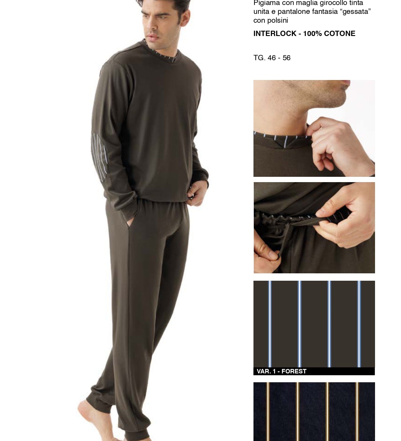 Pigiama Uomo Interlock Girocollo Jamas IJ9445 - Biancheria da sogno Pedata