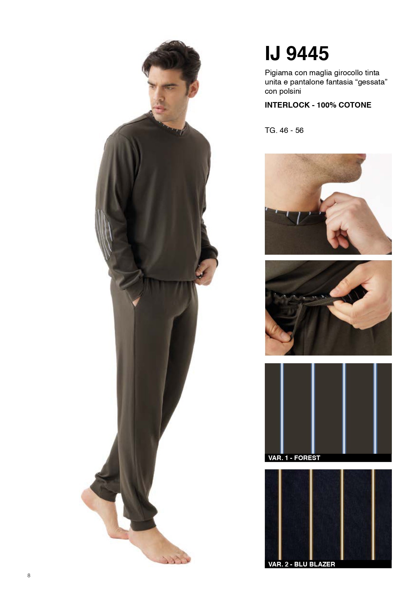 Pigiama Uomo Interlock Girocollo Jamas IJ9445 - Biancheria da sogno Pedata