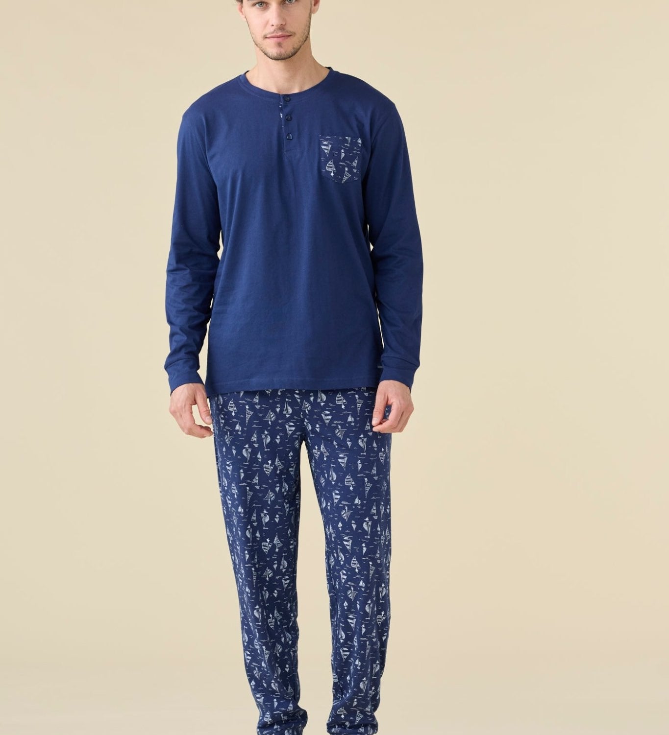 Pigiama Uomo Lungo Noi Di Notte FC3226 - Biancheria da sogno Pedata