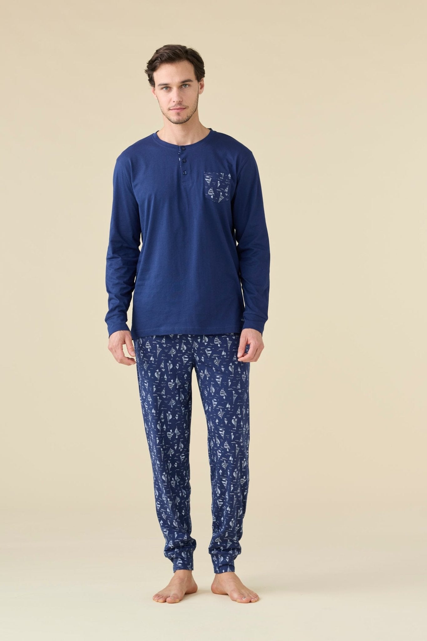 Pigiama Uomo Lungo Noi Di Notte FC3226 - Biancheria da sogno Pedata