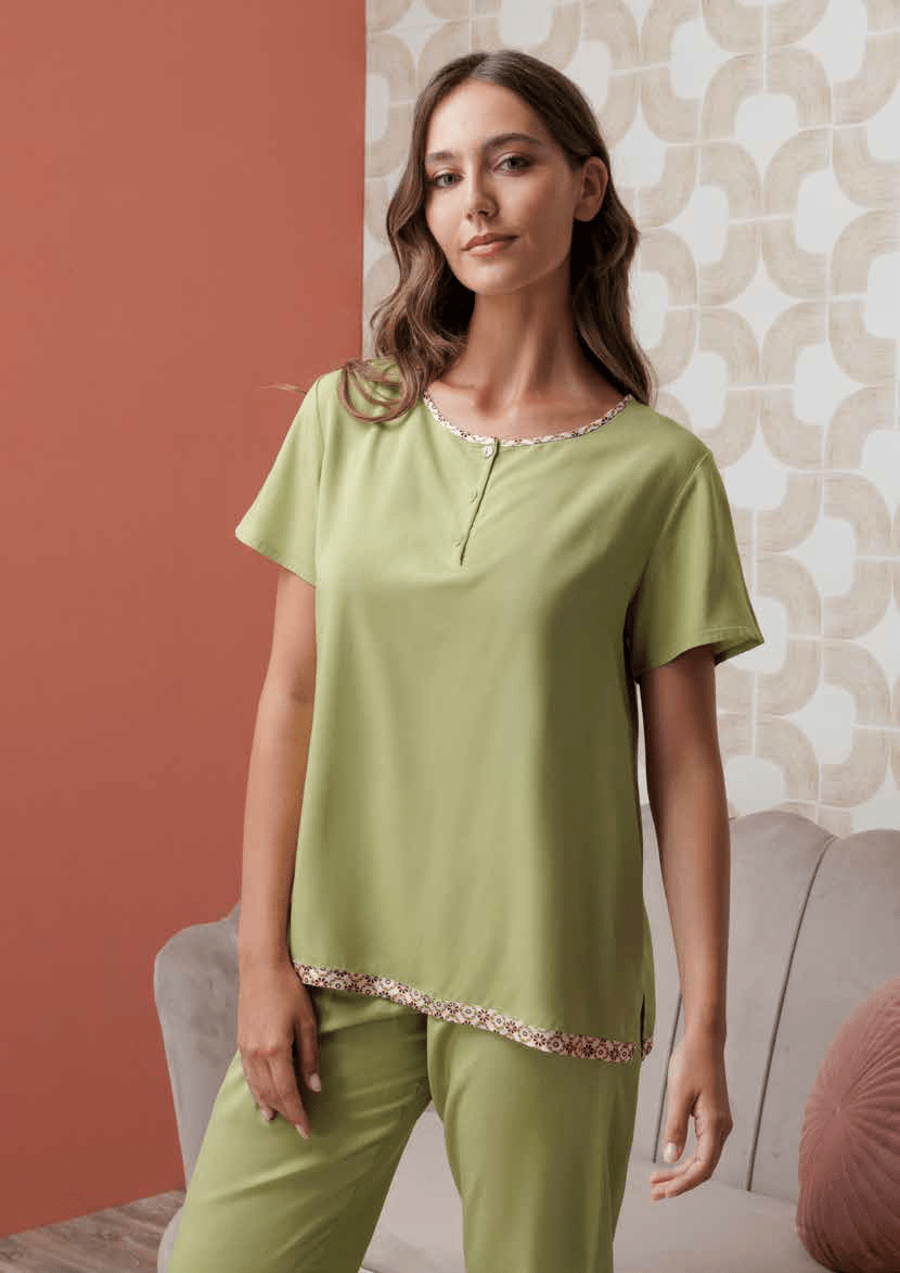 Pigiama Viscosa Serafino Donna Andra M/M P/L 9961 - Biancheria da sogno Pedata