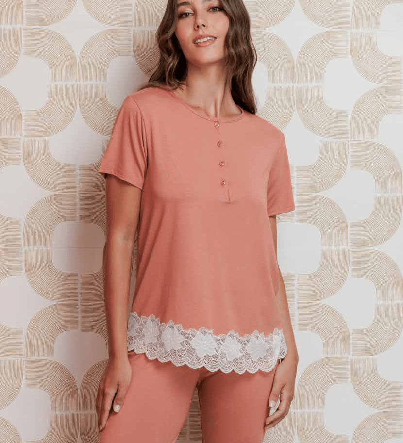 Pigiama Viscosa Serafino Donna Andra M/M P/L 9978 - Biancheria da sogno Pedata