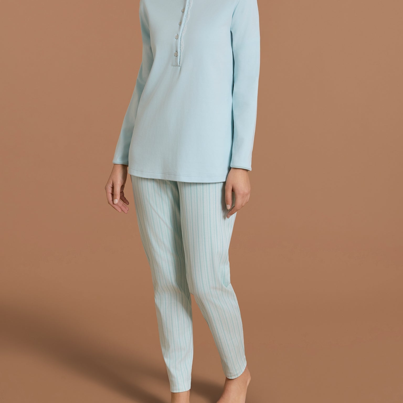 Ragno Pigiama Serafino Donna C. Cotone DT77N1 - Biancheria da sogno Pedata