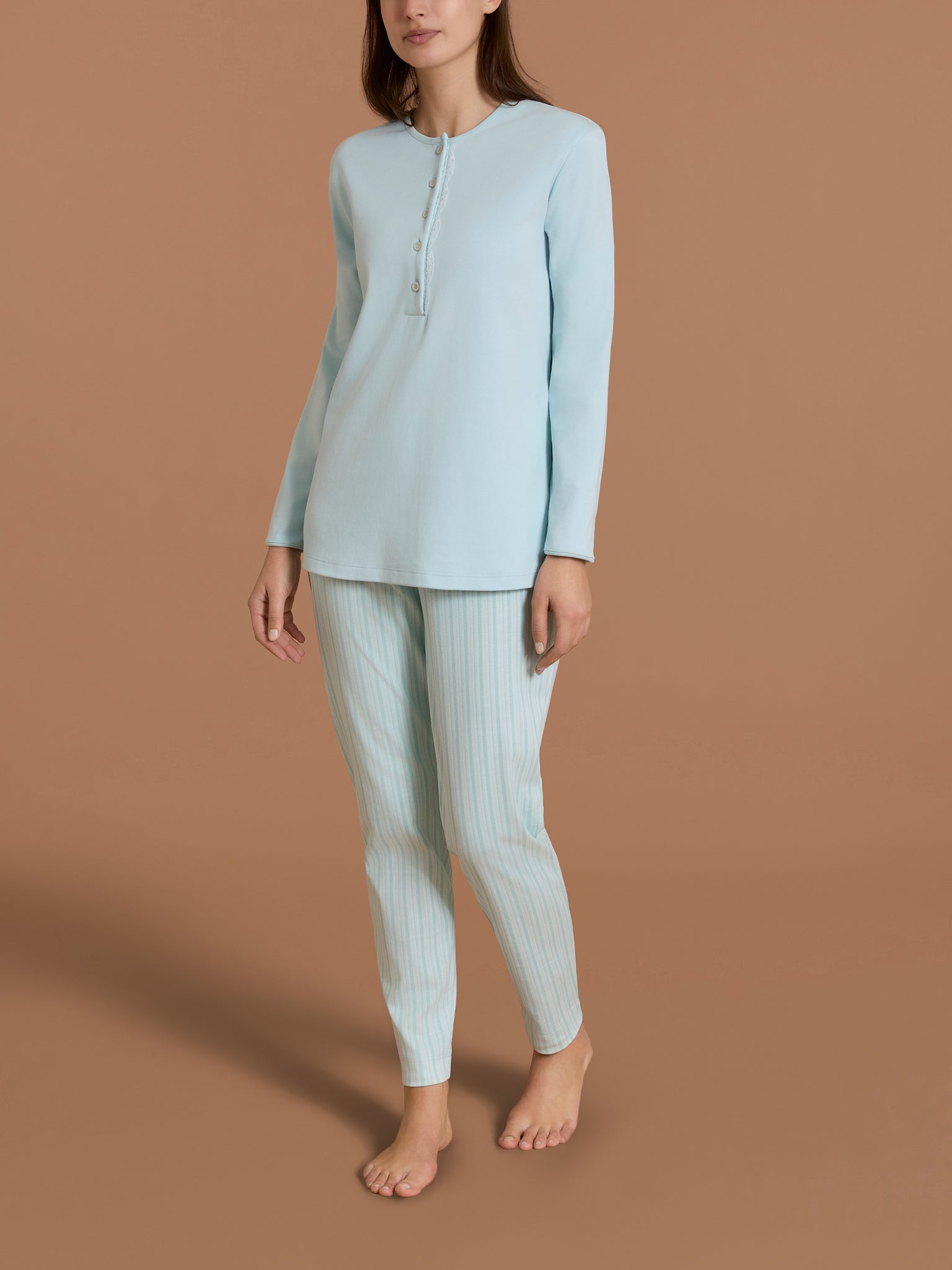 Ragno Pigiama Serafino Donna C. Cotone DT77N1 - Biancheria da sogno Pedata