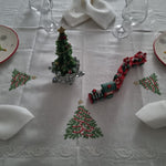 Servizio da Tavola x12 in Lino i Maestri Del Ricamo Albero Di Natale - Biancheria da sogno Pedata