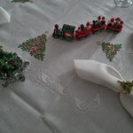 Servizio da Tavola x12 in Lino i Maestri Del Ricamo Albero Di Natale - Biancheria da sogno Pedata