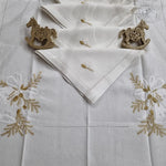 Servizio da Tavola x12 in Lino i Maestri Del Ricamo Campane - Biancheria da sogno Pedata