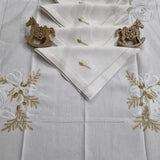 Servizio da Tavola x12 in Lino i Maestri Del Ricamo Campane - Biancheria da sogno Pedata