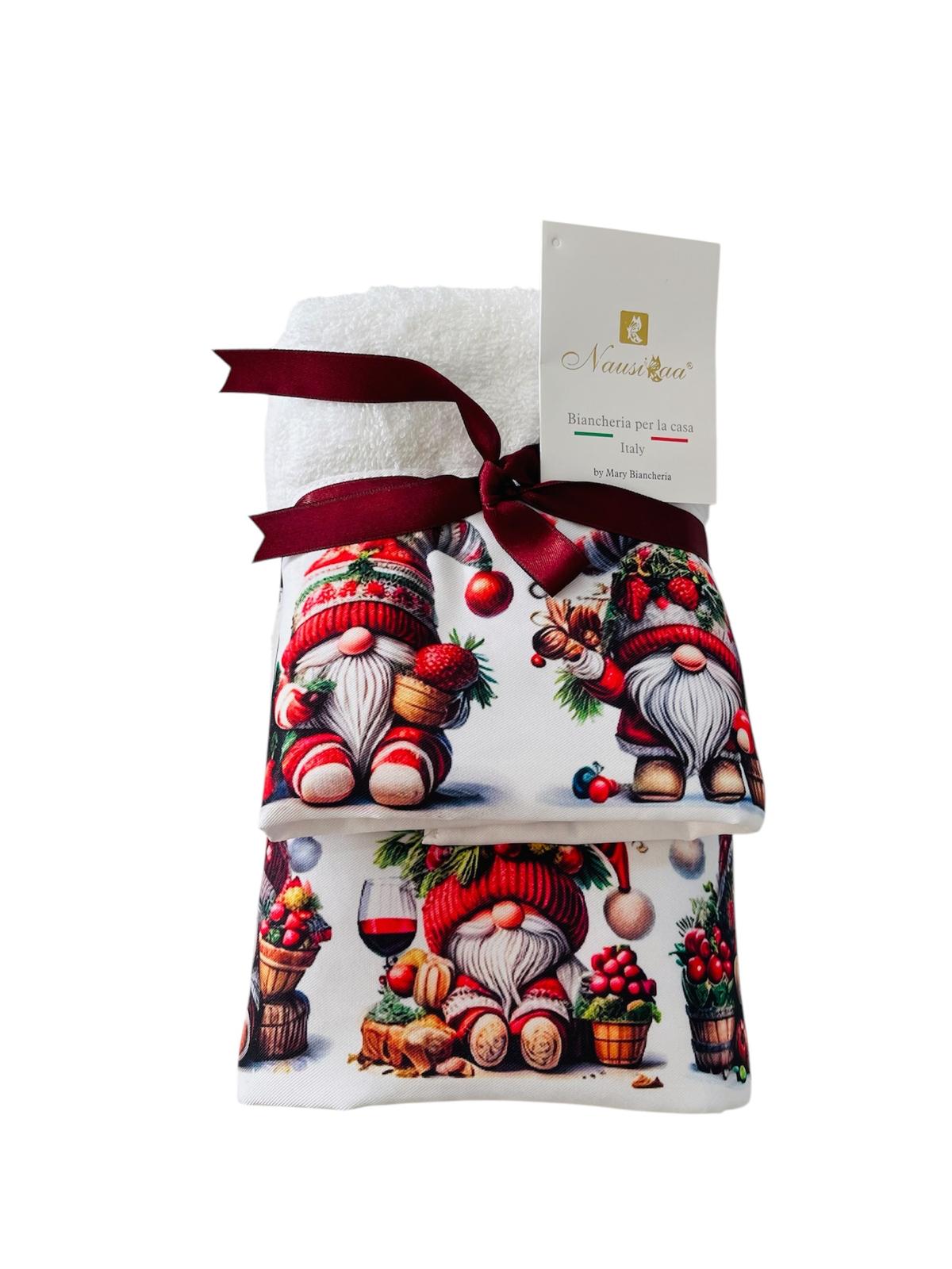 Set Asciugamani Natalizi Spugna 1+1 Fantasia - Biancheria da sogno Pedata