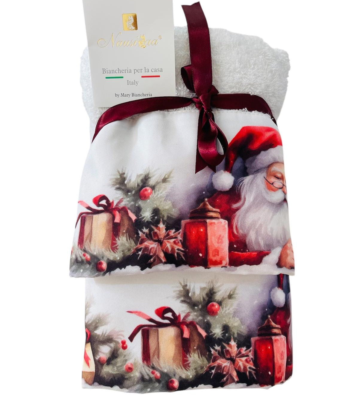 Set Asciugamani Natalizi Spugna 1+1 Fantasia - Biancheria da sogno Pedata