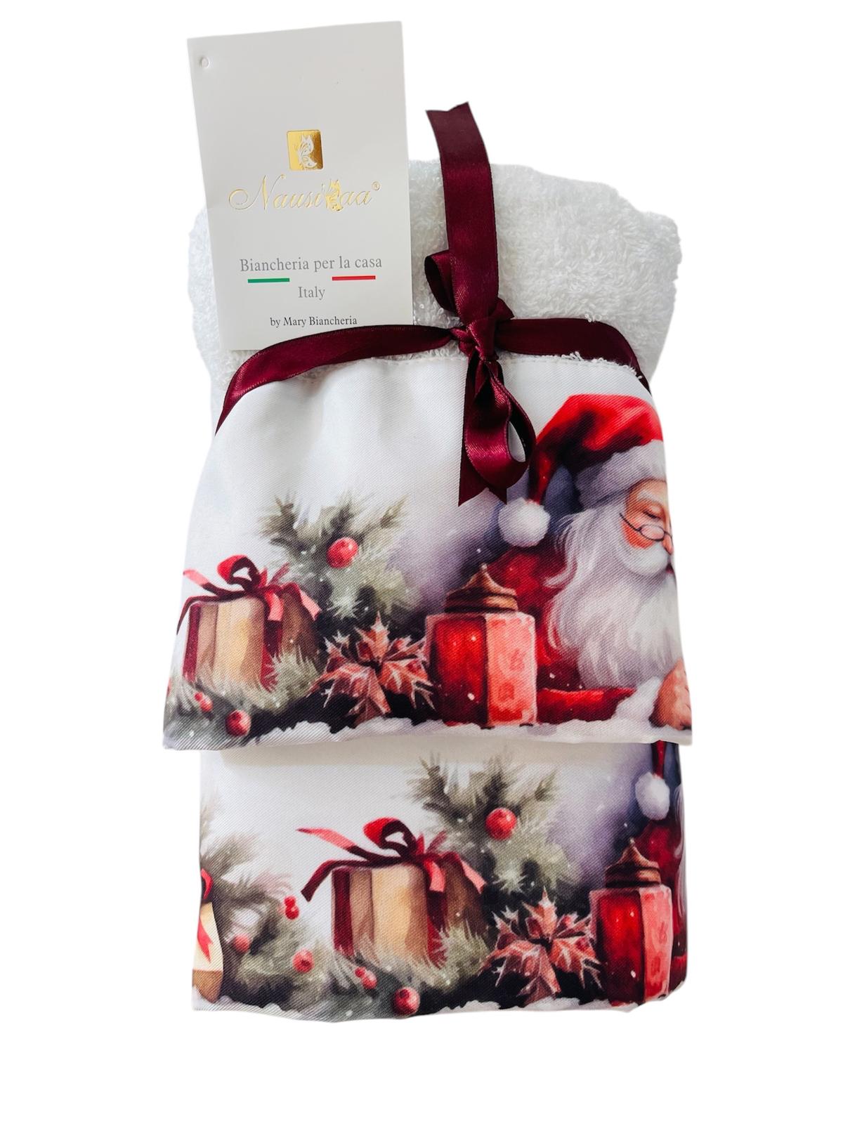 Set Asciugamani Natalizi Spugna 1+1 Fantasia - Biancheria da sogno Pedata