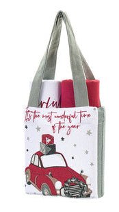 Set da 2 Strofinacci con Borsa Nuvole di Stoffa - Christmas is Coming - Biancheria da sogno Pedata