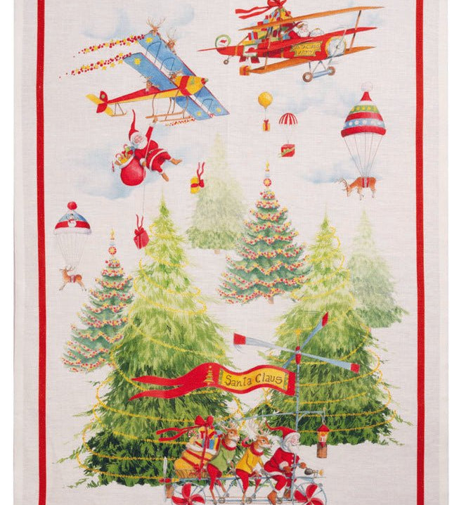 Strofinaccio In Lino Tessitura Toscana Telerie Air Christmas - Biancheria da sogno Pedata