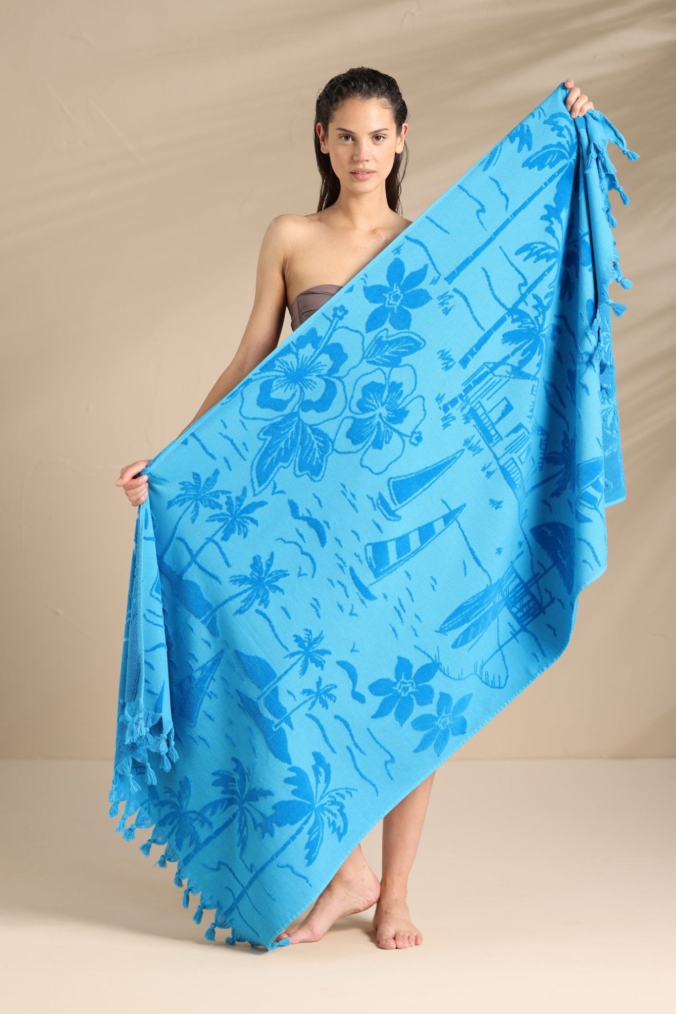 Telo Mare 90x160cm Spugna Velour Noi Di Notte AE522 - Biancheria da sogno Pedata