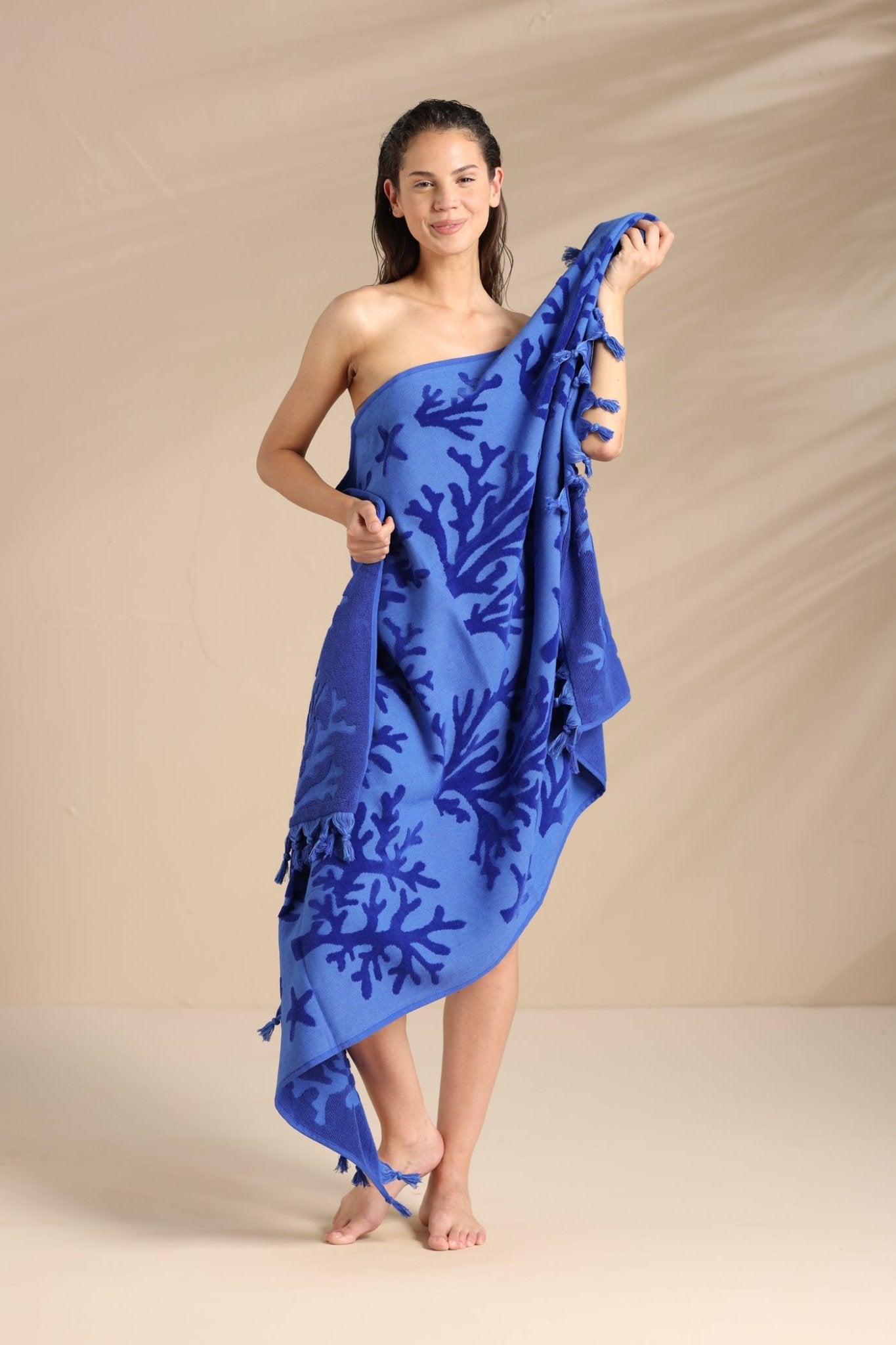 Telo Mare 90x160cm Spugna Velour Noi Di Notte AE523 - Biancheria da sogno Pedata