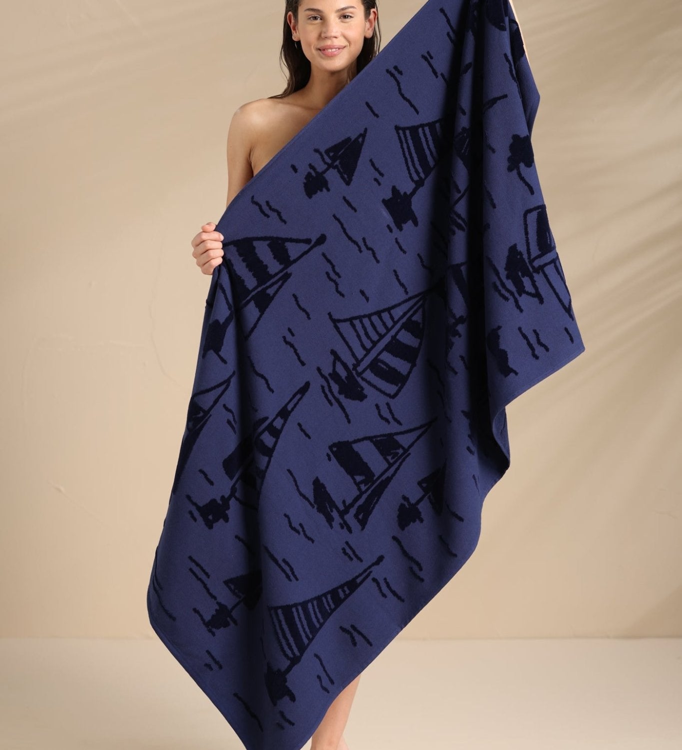 Telo Mare 90x160cm Spugna Velour Noi Di Notte AE524 - Biancheria da sogno Pedata