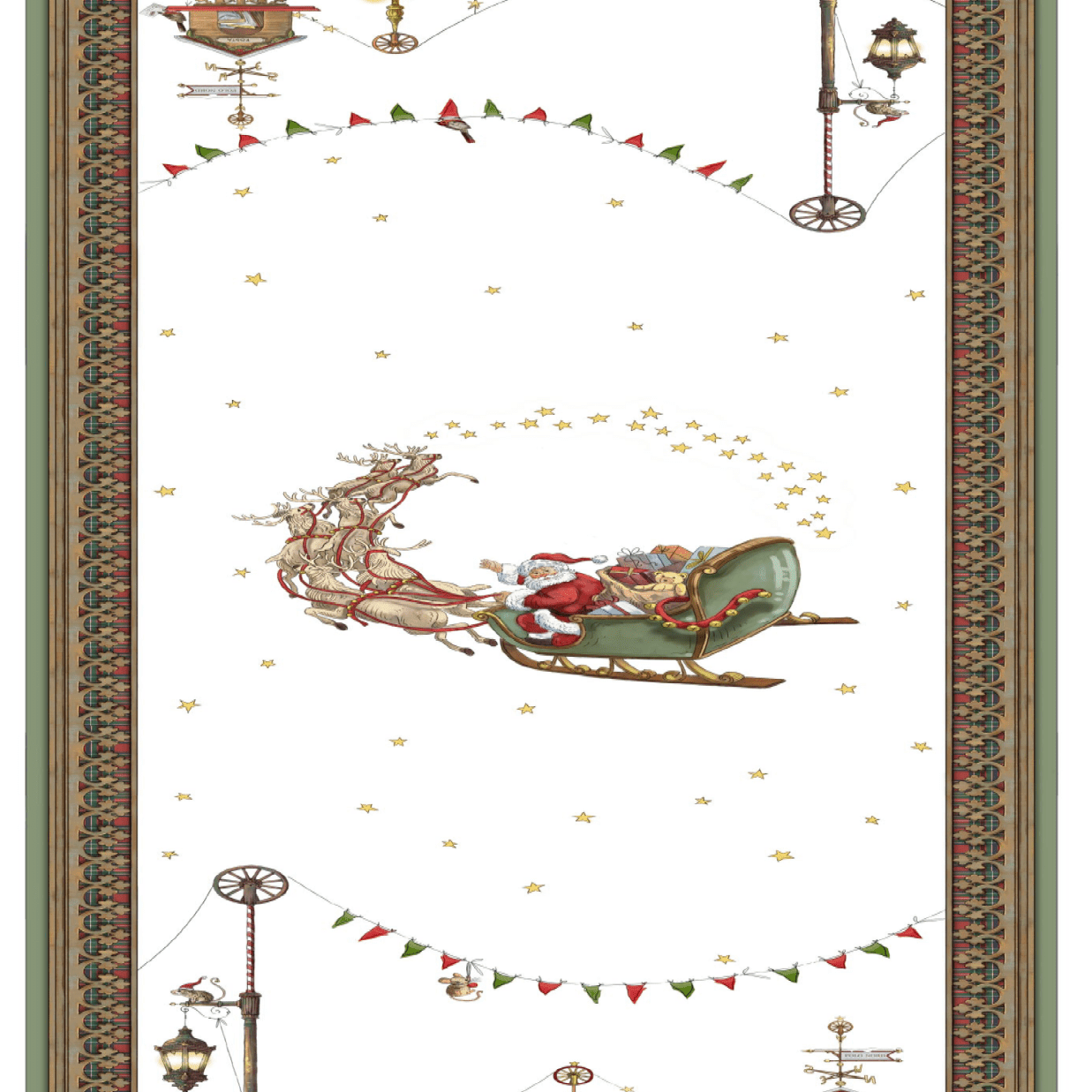 Tessitura Toscana Runner Runner in Lino Stampato 50x170Cm Natalis - Biancheria da sogno Pedata