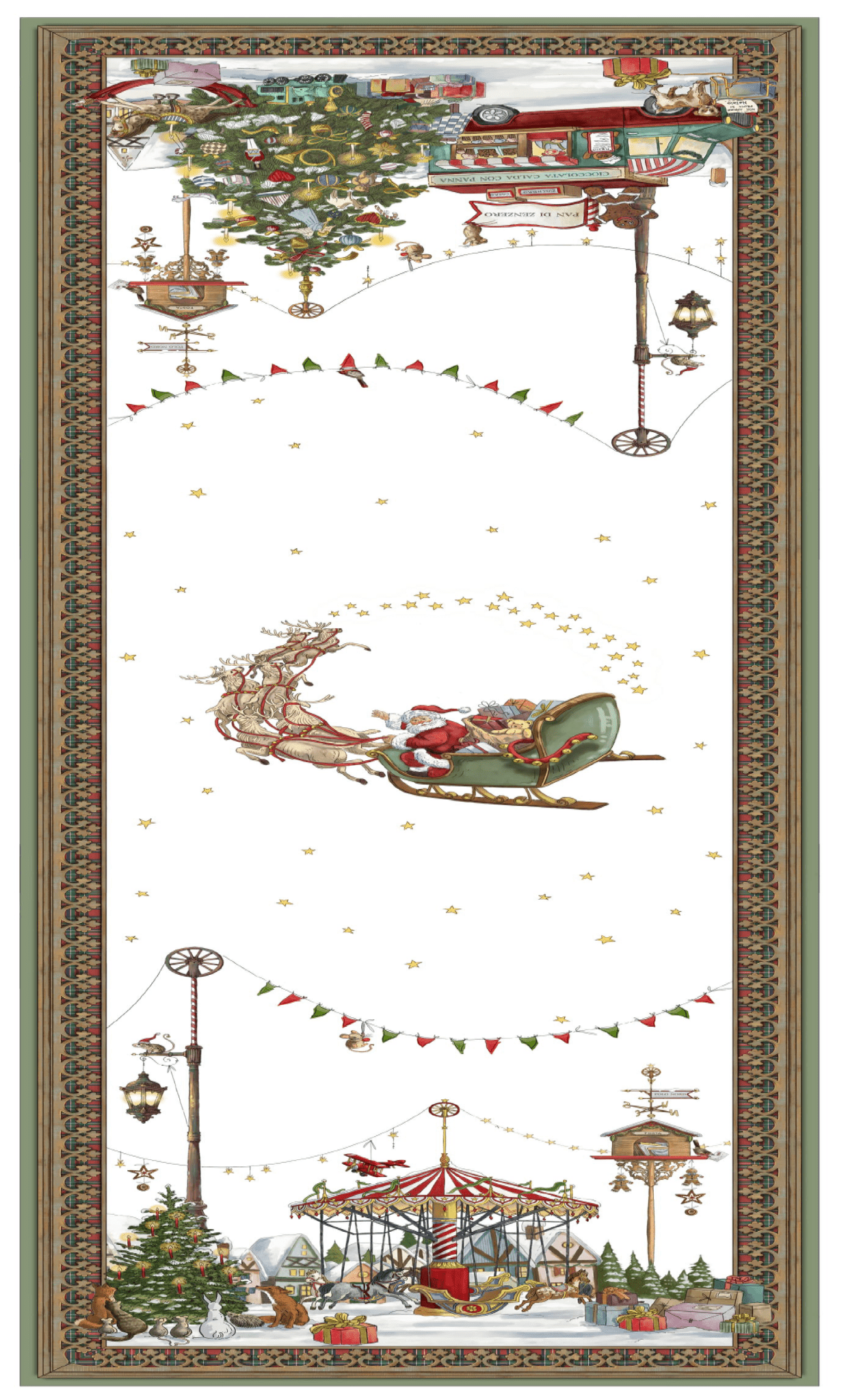 Tessitura Toscana Runner Runner in Lino Stampato 50x170Cm Natalis - Biancheria da sogno Pedata