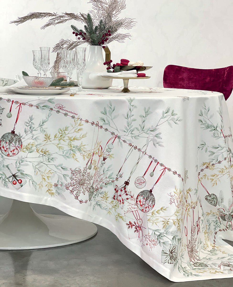 Tovaglia 170x360 Natalizia Blumarine Bianco Natale - Biancheria da sogno Pedata