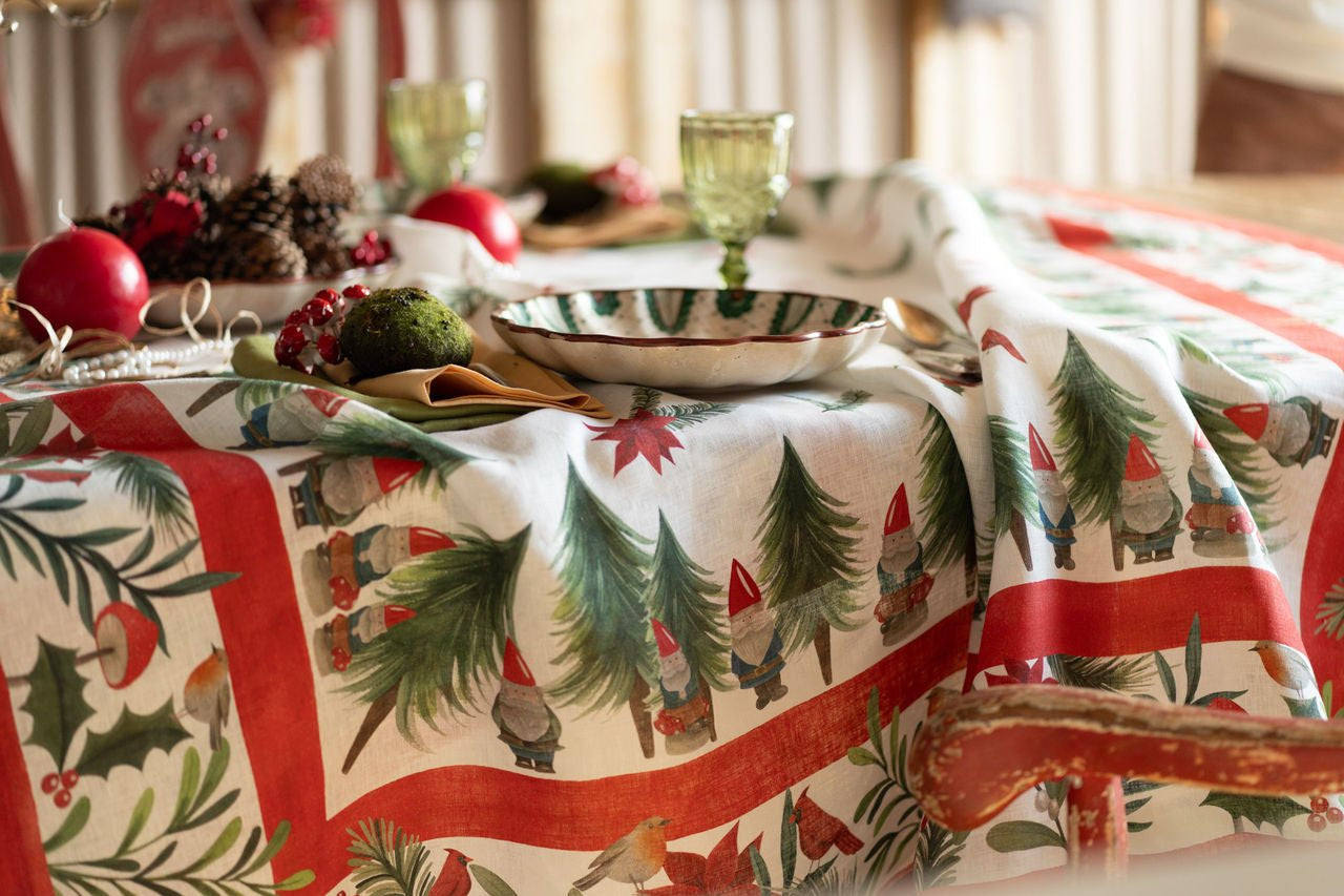 Tovaglia In Lino x12 Tessitura Toscana Telerie Jolly Elf - Biancheria da sogno Pedata