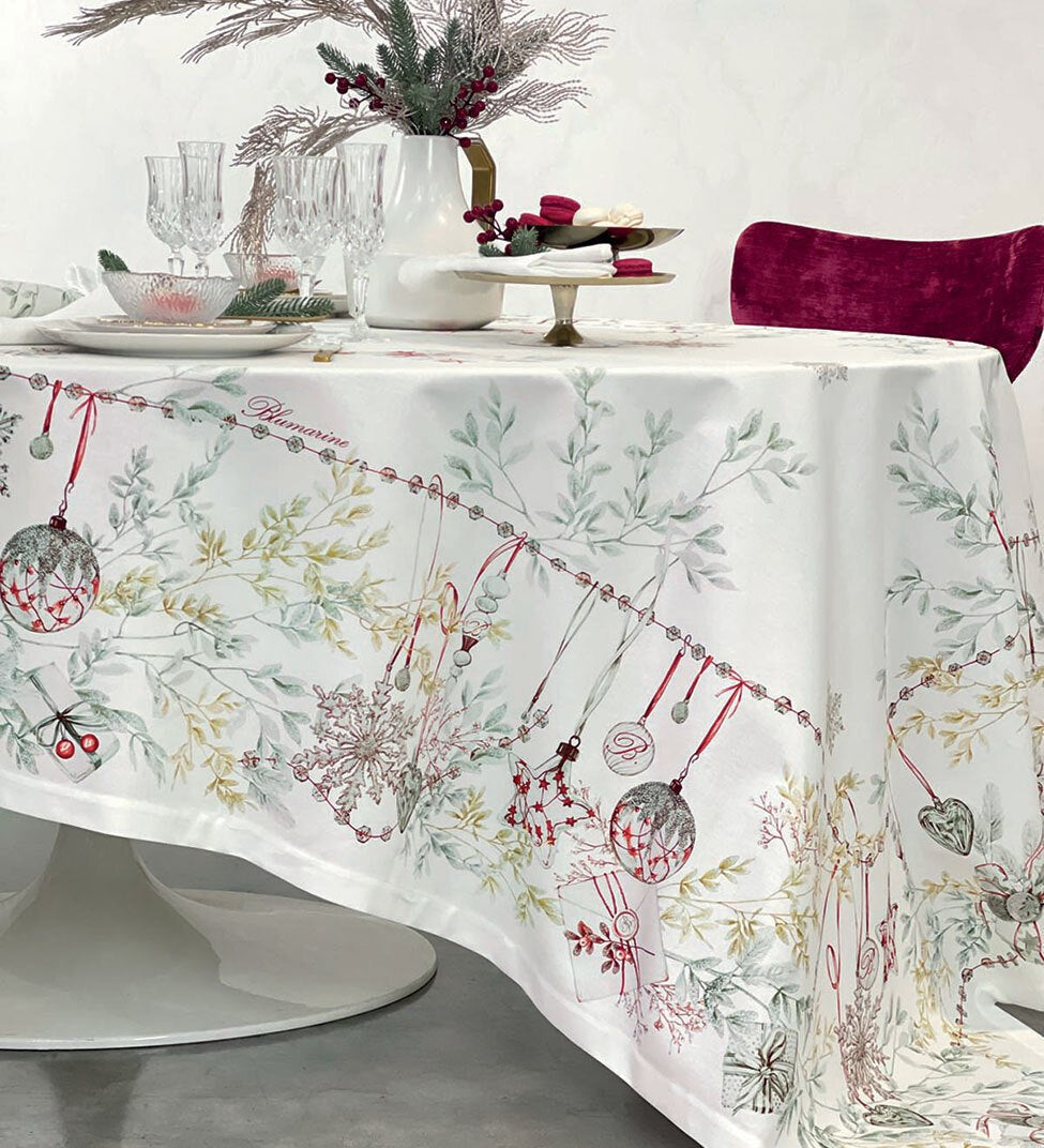 Tovaglia in Panama 170x270 Blumarine Bianco Natale - Biancheria da sogno Pedata