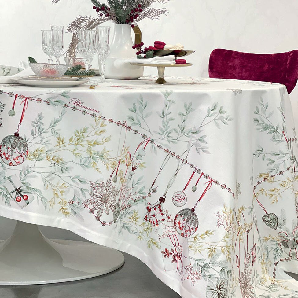 Tovaglia in Panama 170x270 Blumarine Bianco Natale - Biancheria da sogno Pedata