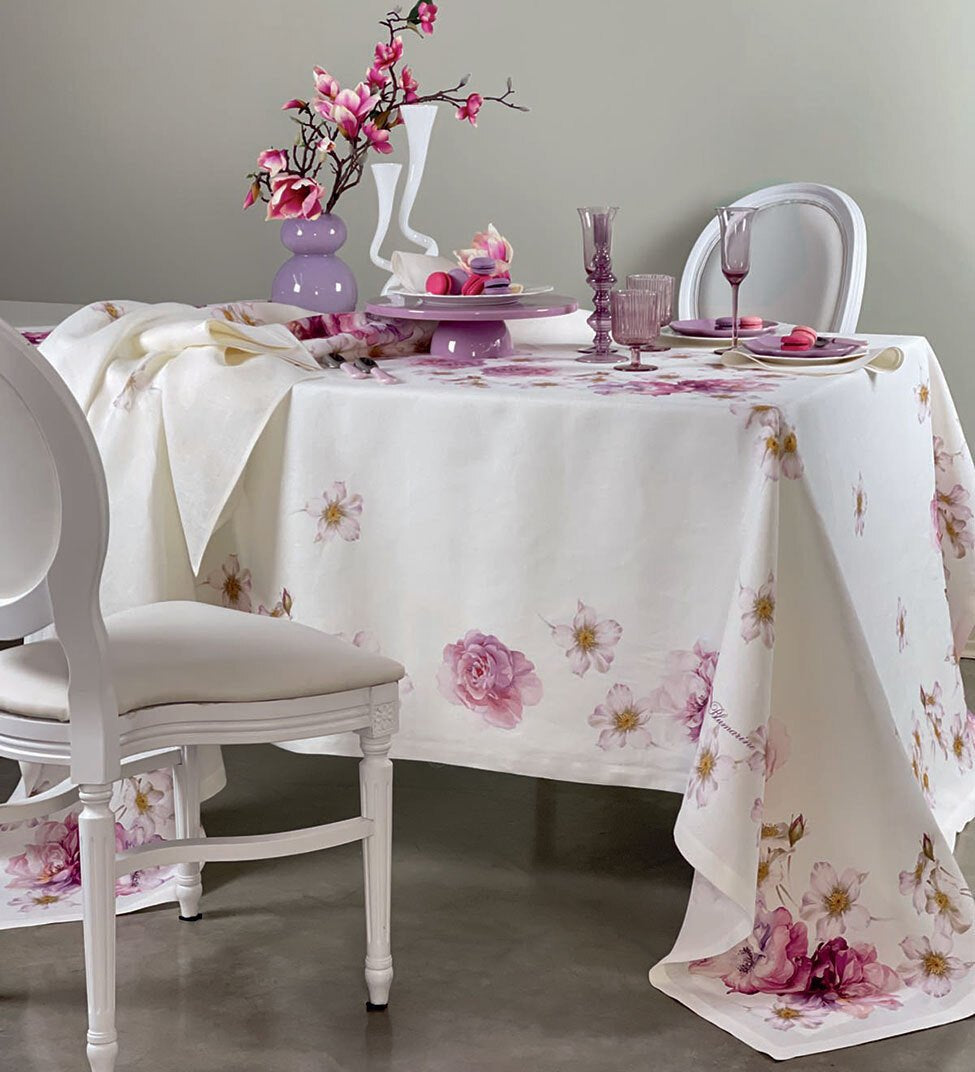 Tovaglia Rettangolare 170x270 in Lino Blumarine Brook - Biancheria da sogno Pedata