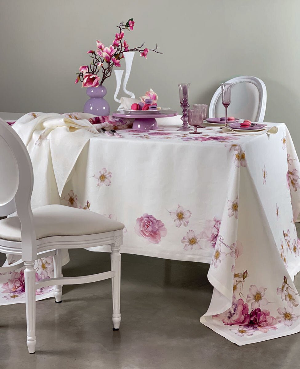 Tovaglia Rettangolare 170x270 in Lino Blumarine Brook - Biancheria da sogno Pedata