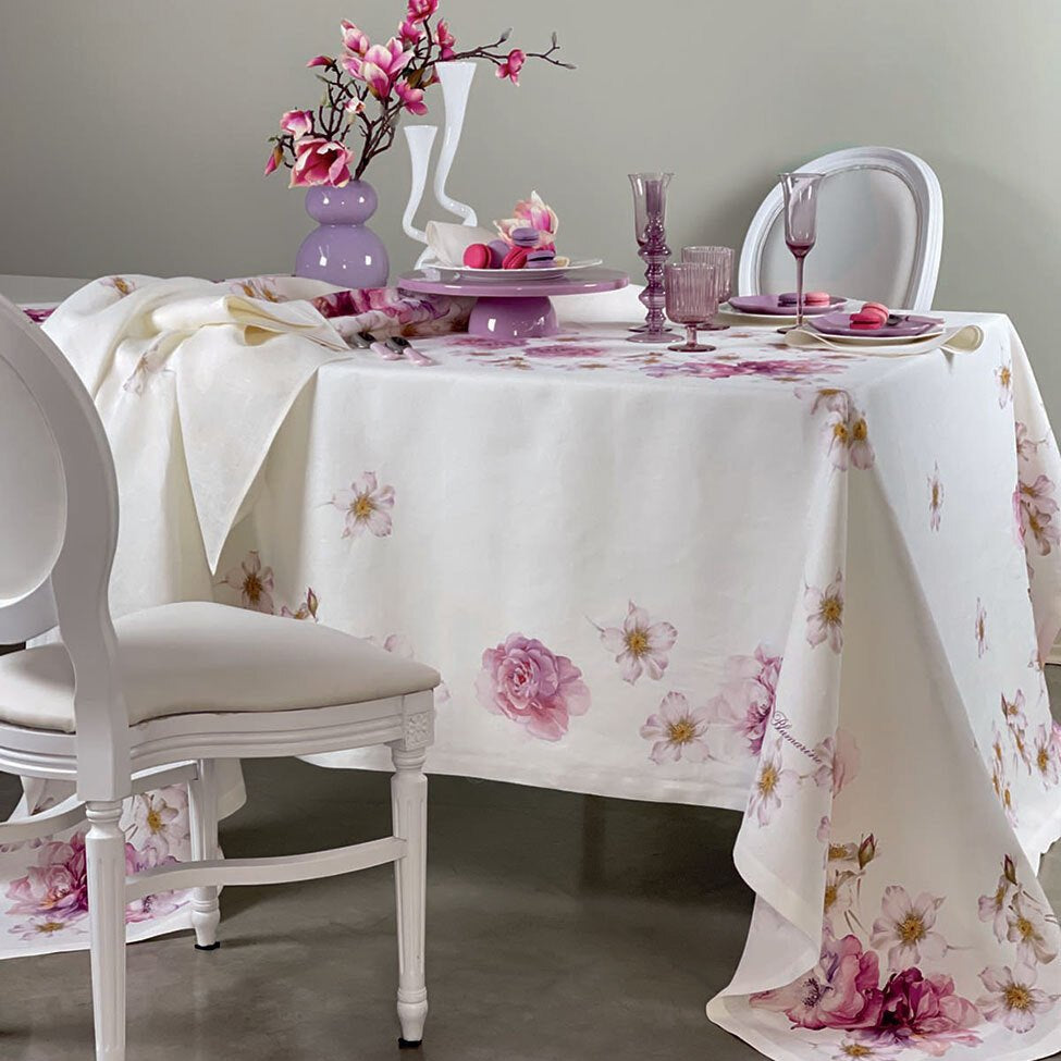 Tovaglia Rettangolare 170x270 in Lino Blumarine Brook - Biancheria da sogno Pedata