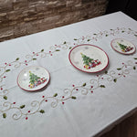 Tovaglia x12 in Lino I Maestri Del Ricamo Bacche - Biancheria da sogno Pedata