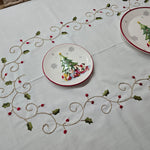 Tovaglia x12 in Lino I Maestri Del Ricamo Bacche - Biancheria da sogno Pedata