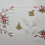 Tovaglia x12 in Lino I Maestri Del Ricamo Cestini Di Natale - Biancheria da sogno Pedata