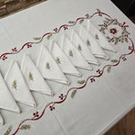 Tovaglia x12 in Lino I Maestri Del Ricamo Fiocco Di Natale - Biancheria da sogno Pedata