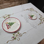 Tovaglia x12 in Lino I Maestri Del Ricamo Fiore Gold - Biancheria da sogno Pedata