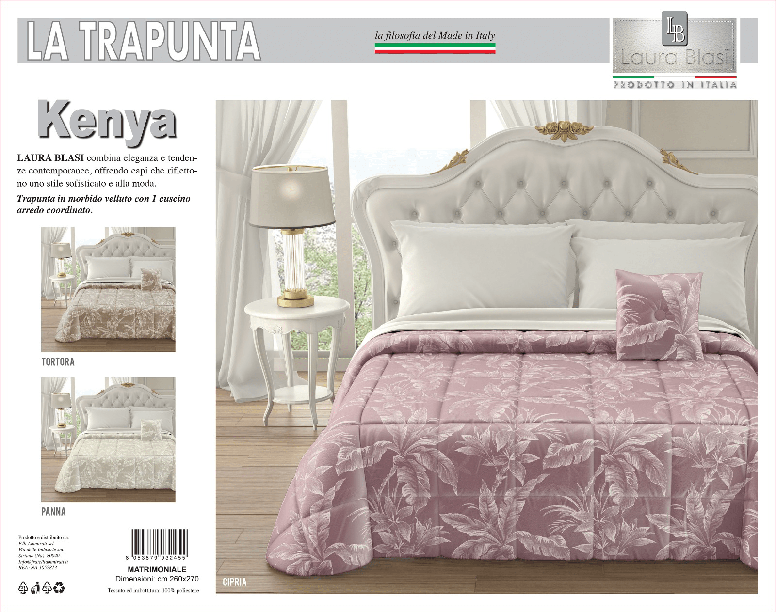 Trapunta Matrimoniale Laura Blasi Kenya - Biancheria da sogno Pedata