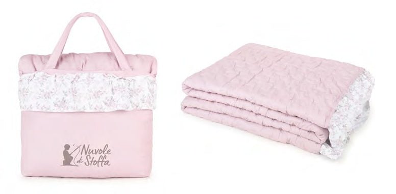 Trapuntino Boutis con Borsa Matrimoniale Nuvole di Stoffa - Biancheria da sogno Pedata