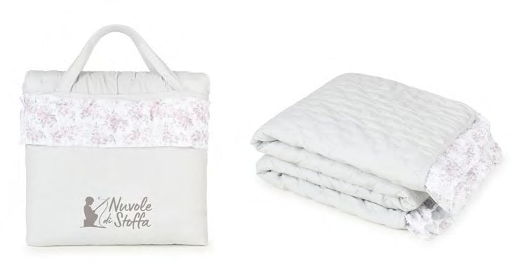 Trapuntino Boutis con Borsa Singolo Nuvole dei Stoffa - Biancheria da sogno Pedata