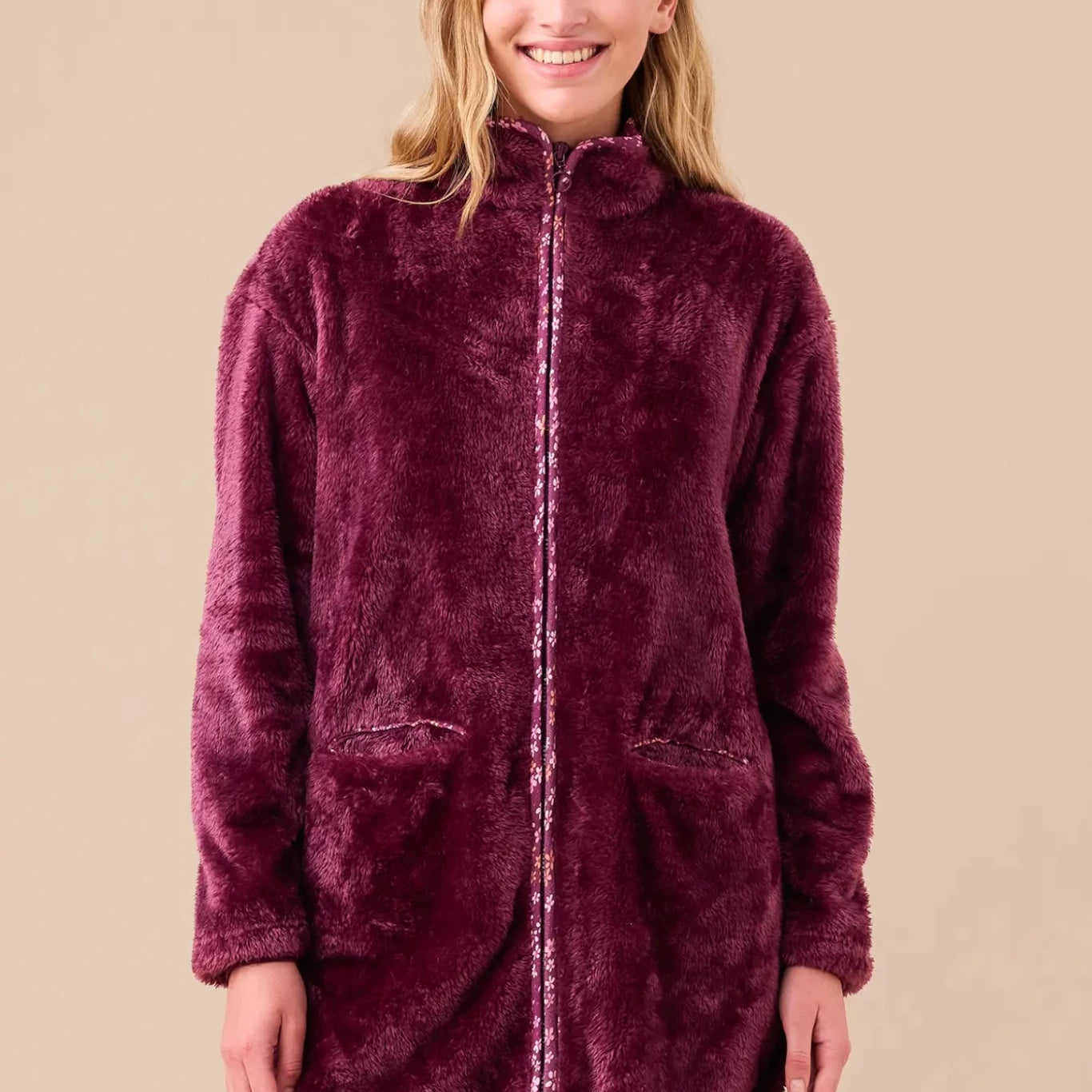 Vestaglia con Zip in Pelliccia Donna Noi Di Notte GE3009 - Biancheria da sogno Pedata
