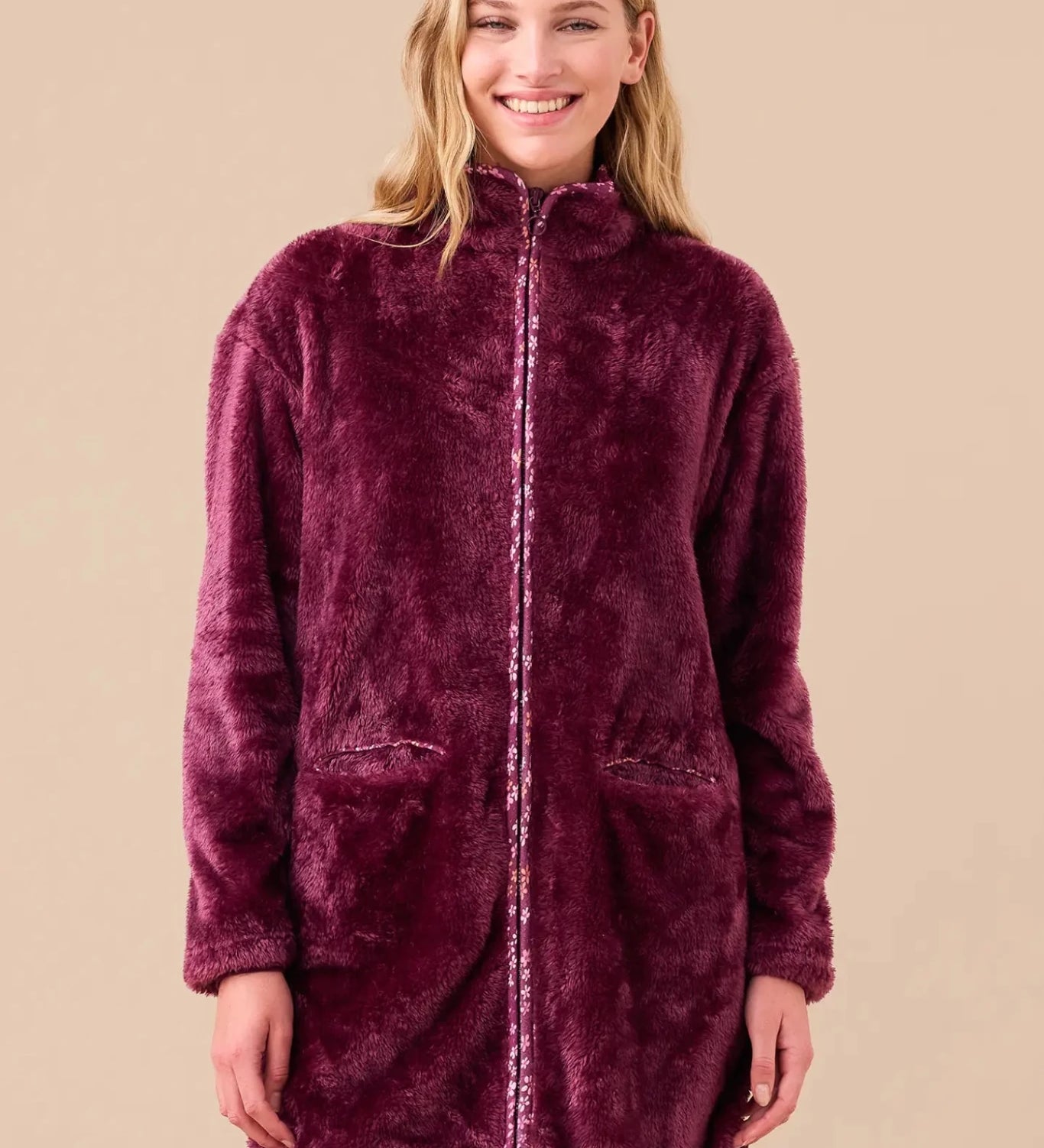Vestaglia con Zip in Pelliccia Donna Noi Di Notte GE3009 - Biancheria da sogno Pedata