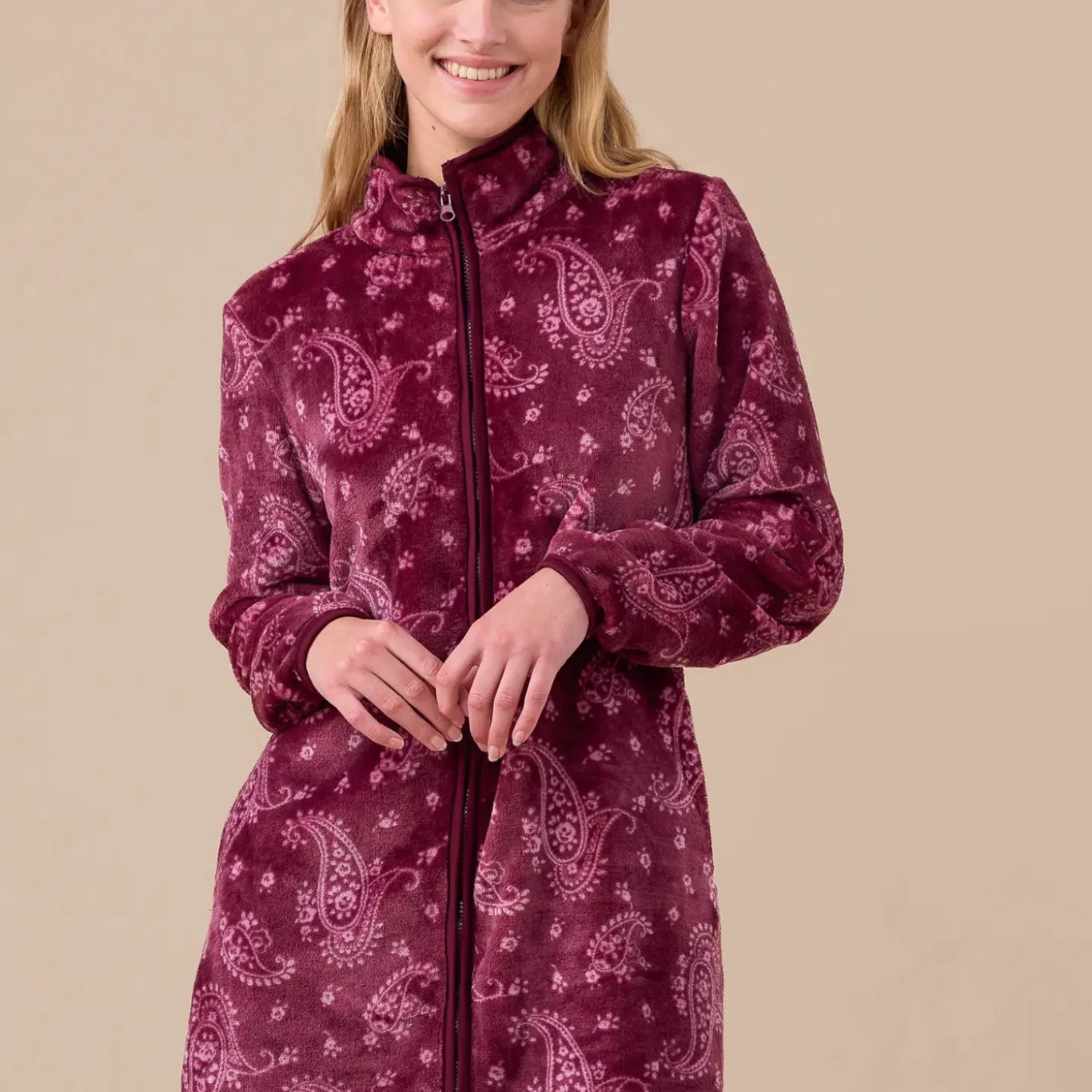 Vestaglia Donna Coral con Zip Noi Di Notte GE3023 - Biancheria da sogno Pedata