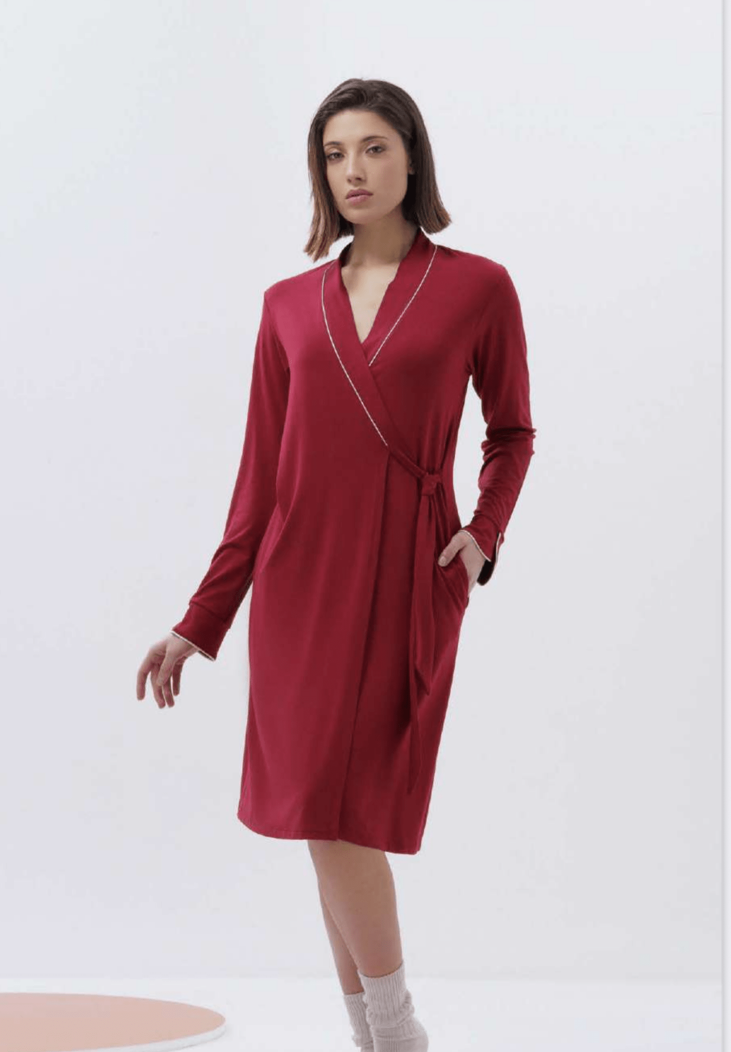 Vestaglia Donna sciallata in viscosa Amadine D3011 - Biancheria da sogno Pedata